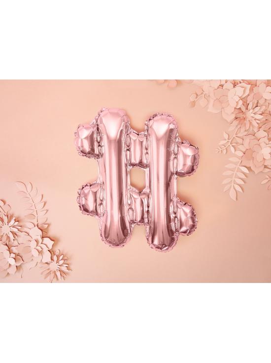 Globo foil hashtag rosa dorado