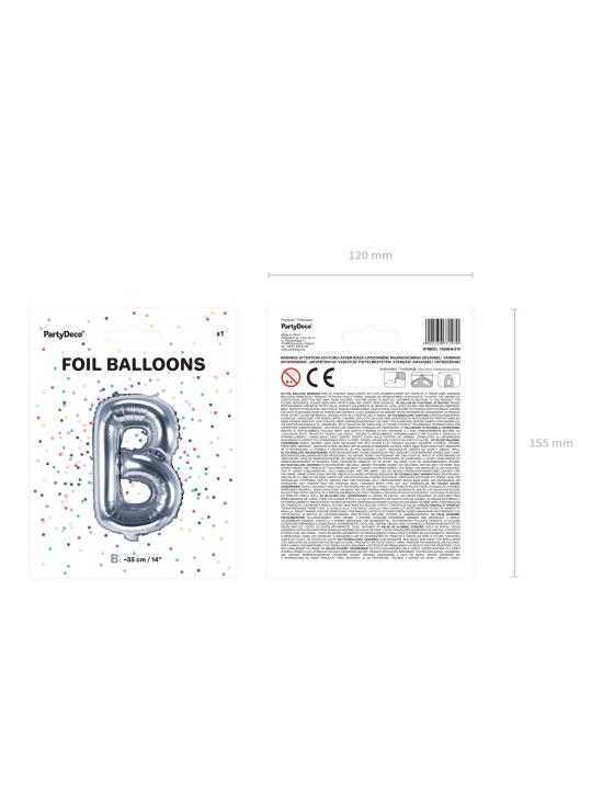 Globo foil letra B plateado (35 cm)