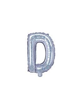 Globo foil letra D plateado con purpurina