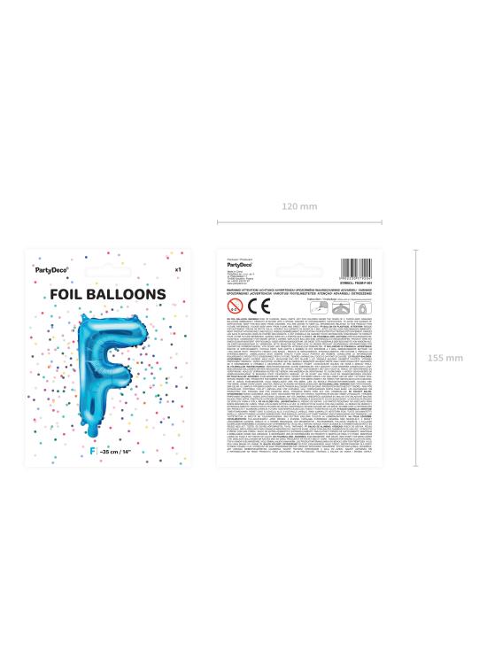 Globo foil letra F azul (35 cm)