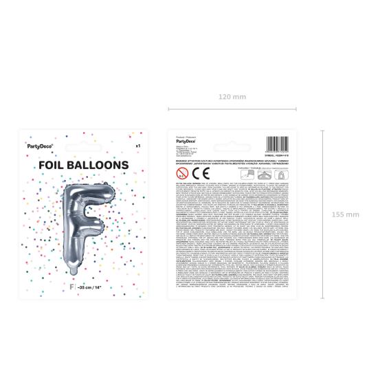 Globo foil letra F plateado (35 cm)