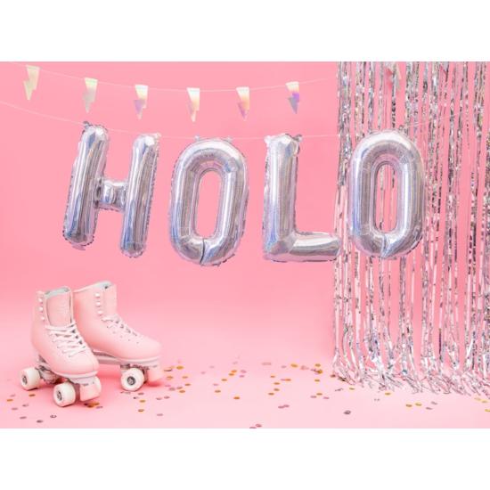 Globo foil letra O plateado con purpurina