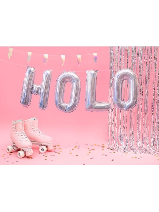 Globo foil letra O plateado con purpurina