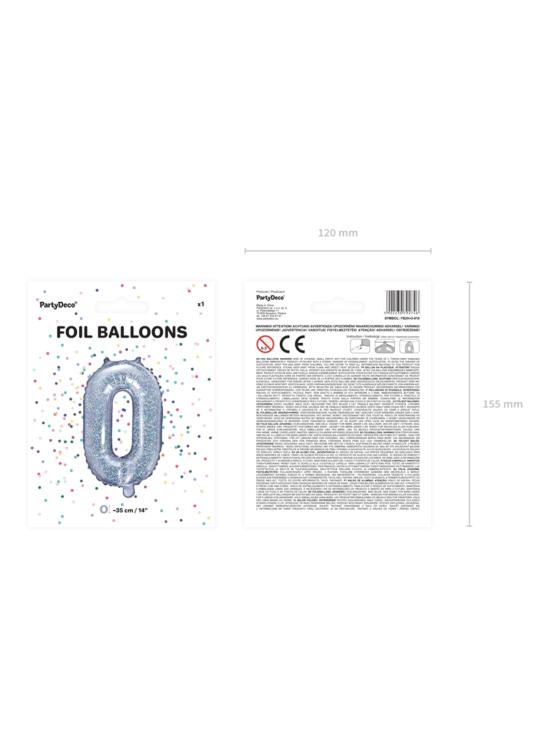 Globo foil letra O plateado con purpurina