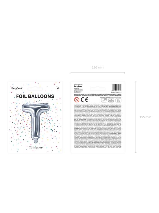 Globo foil letra T plateado