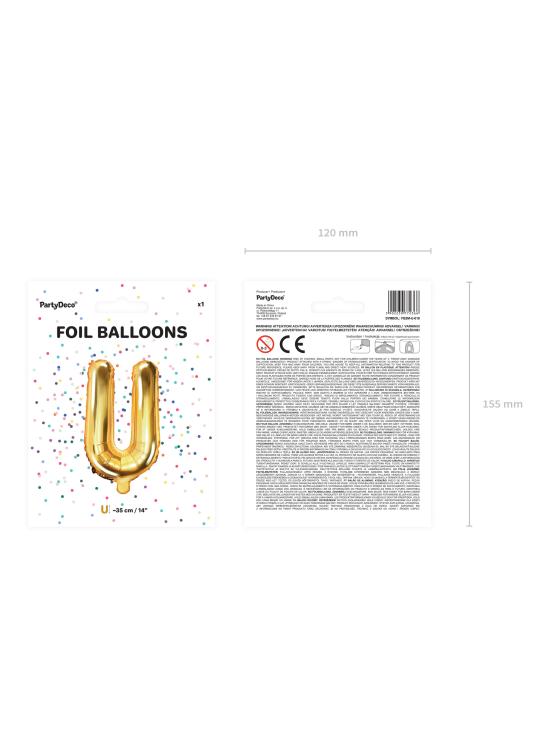 Globo foil letra U dorado (35 cm)