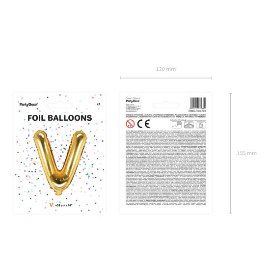 Globo foil letra V dorado (35 cm)