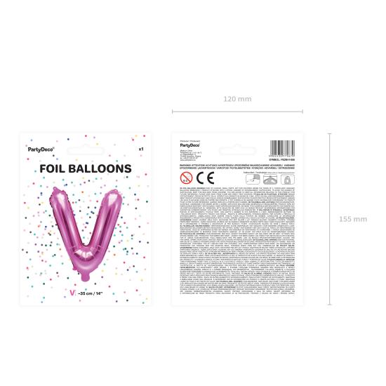 Globo foil letra V rosa oscuro (35 cm)