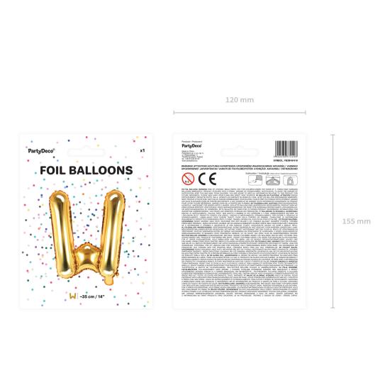 Globo foil letra W dorado (35 cm)