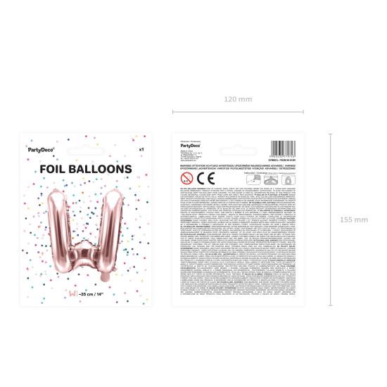 Globo foil letra W oro rosa (35 cm)