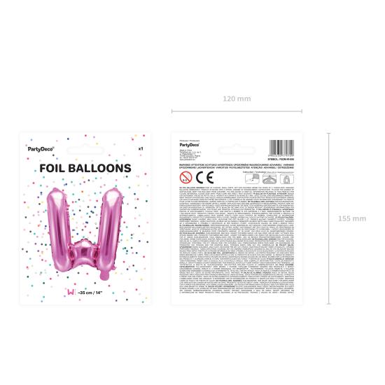 Globo foil letra W rosa oscuro (35 cm)