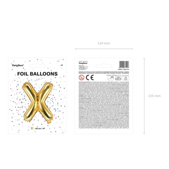 Globo foil letra X dorado (35 cm)