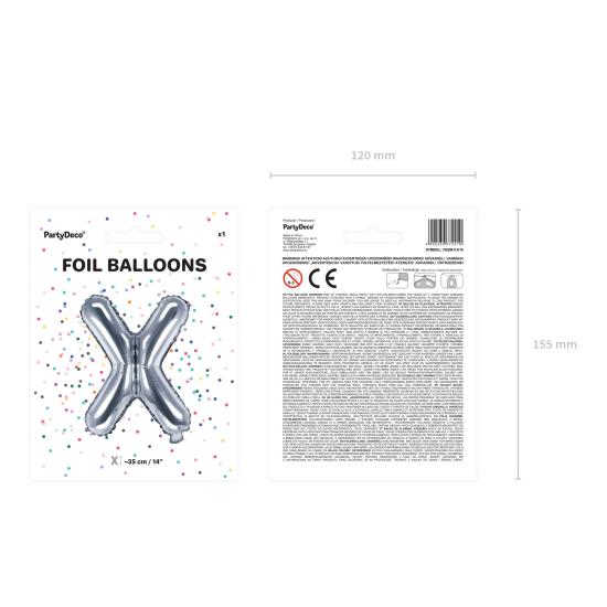 Globo foil letra X plateado (35 cm)
