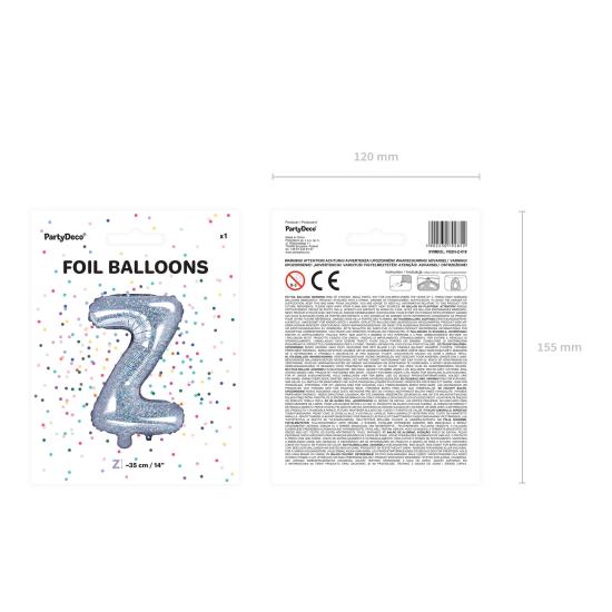 Globo foil letra Z plateado con purpurina