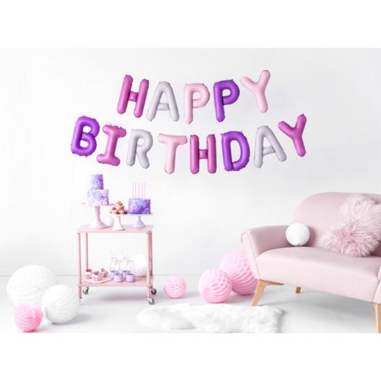 Globos Happy Birthday tonos morados surtidos (340 cm) - Celebration Party