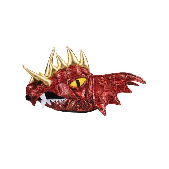 Gorro de dragón rojo con cuernos para adulto