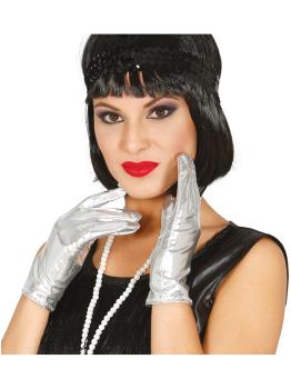 Guantes cortos plateados para adulto