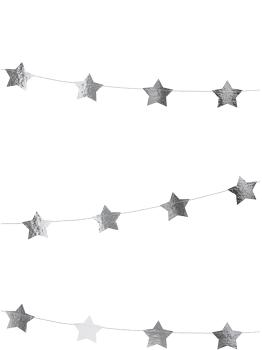 Guirnalda con estrellas plateadas (3,6 m)