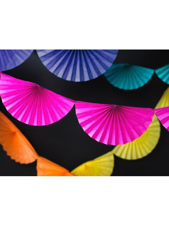 Guirnalda de abanicos de papel decorativos fucsia