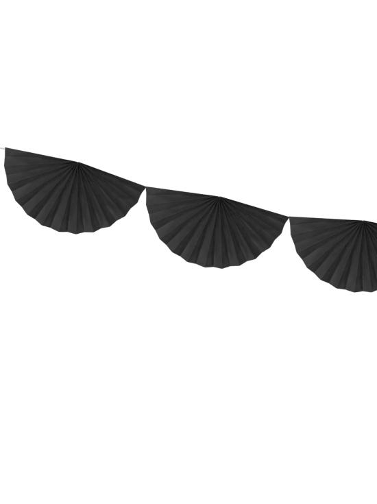 Guirnalda de abanicos de papel decorativos negro