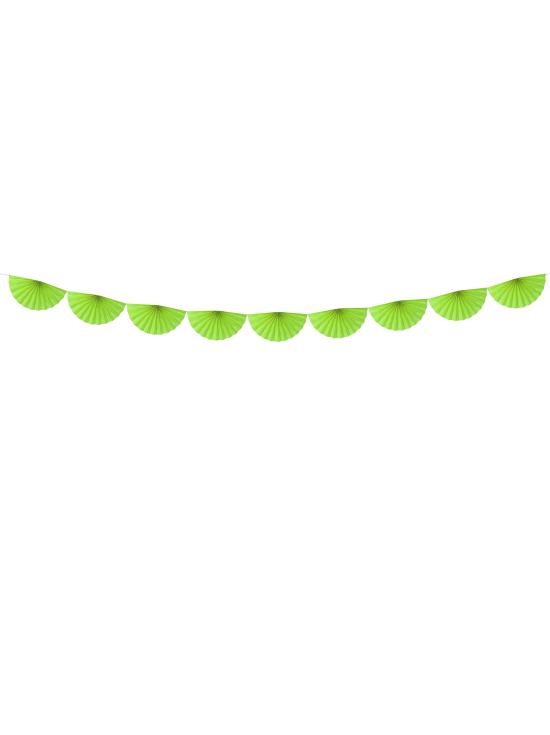 Guirnalda de abanicos de papel decorativos verde claro