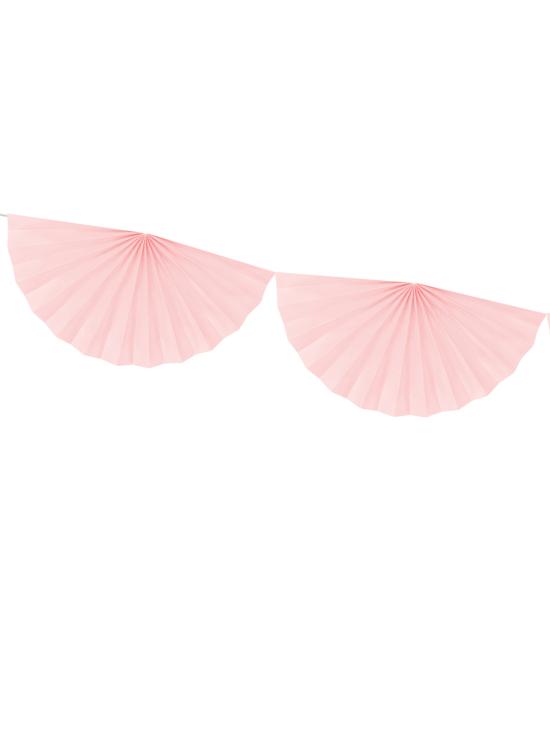 Guirnalda de abanicos grandes de papel decorativos rosa pálido