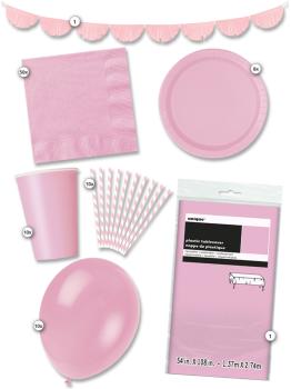 Kit de fiesta rosa 8 personas premium