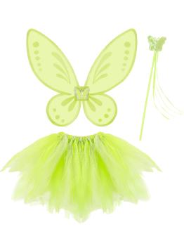 Kit disfraz de Hada Verde para niña ^
