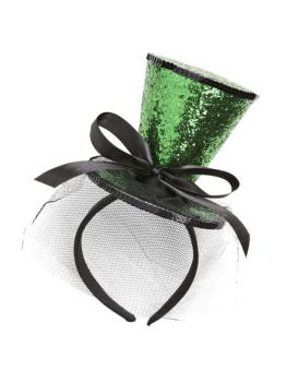 Minisombrero de Copa Verde con Velo