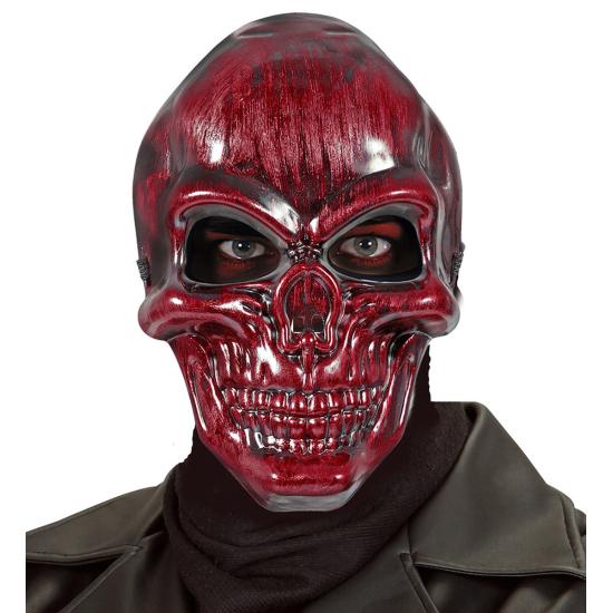 Máscara de calavera roja metalizada para adulto Máscara de calavera roja metalizada para adulto
