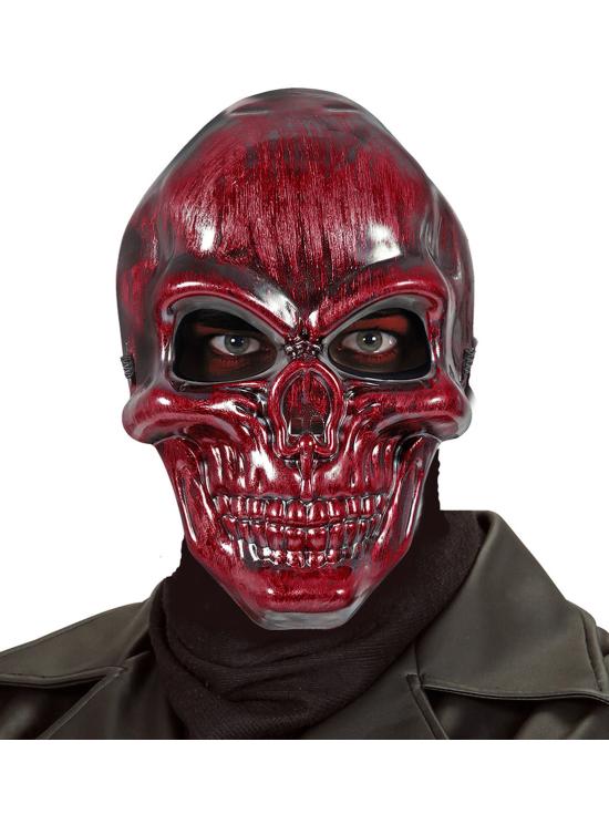Máscara de calavera roja metalizada para adulto