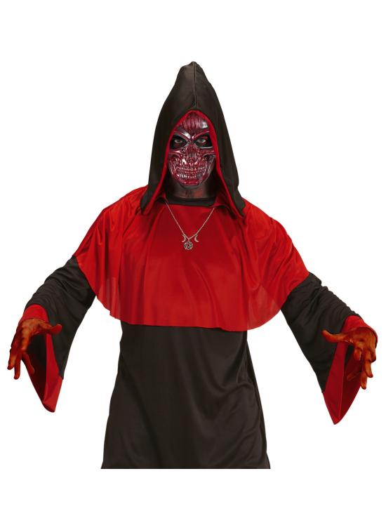Máscara de calavera roja metalizada para adulto