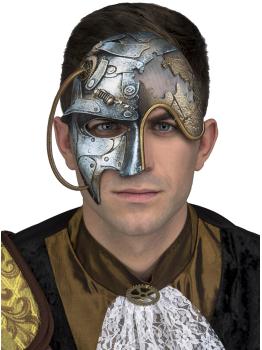 Máscara de media cara steampunk plateada para adulto
