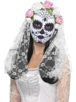 Máscara de novia Catrina con velo