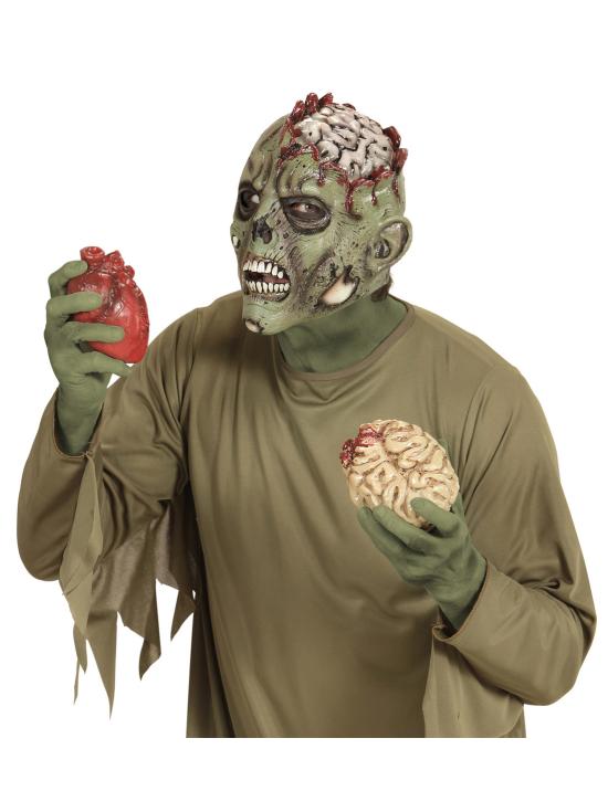Máscara de zombie con cráneo abierto para adulto