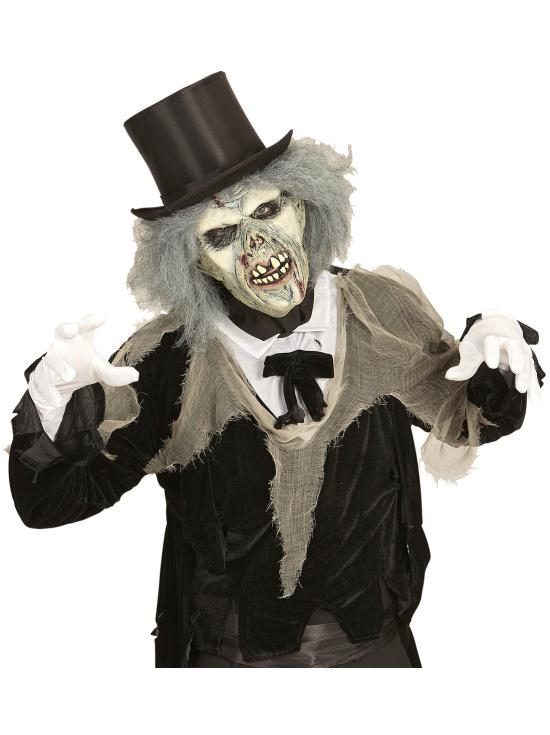 Máscara de zombie descompuesto con peluca para adulto ^