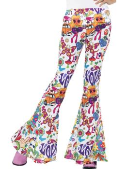 Pantalones acampanado sesentero colorido para mujer