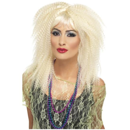 Peluca años 80 encrespada rubia para mujer Peluca años 80 encrespada rubia para mujer