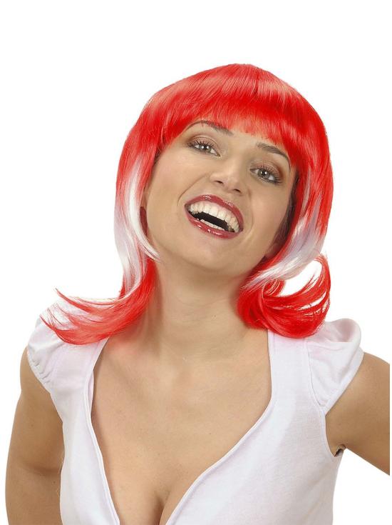 Peluca bicolor roja y blanca para mujer