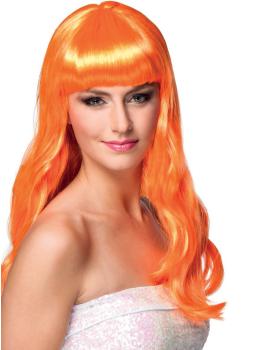 Peluca Naranja con flequillo adulta