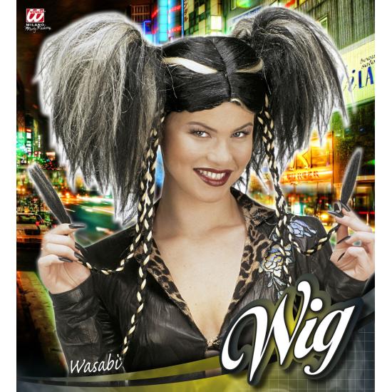 Peluca de con mechas blancas para mujer Peluca de con mechas blancas para mujer