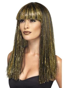 Peluca de diosa egipcia morena y dorada