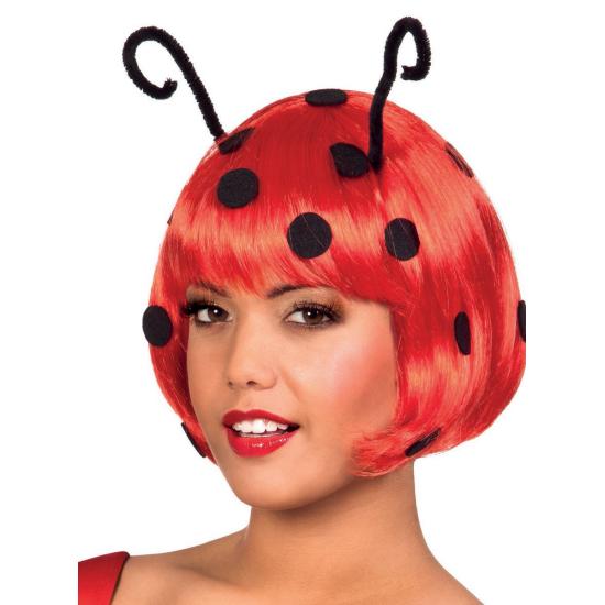Peluca de mariquita con antenas para mujer Peluca de mariquita con antenas para mujer