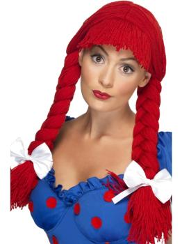 Peluca Roja con Coletas y Lazos mujer.
