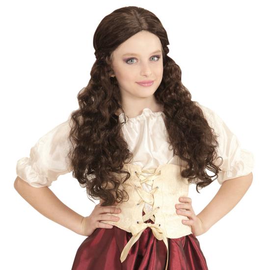 Peluca de tabernera castaña para niña Peluca de tabernera castaña para niña