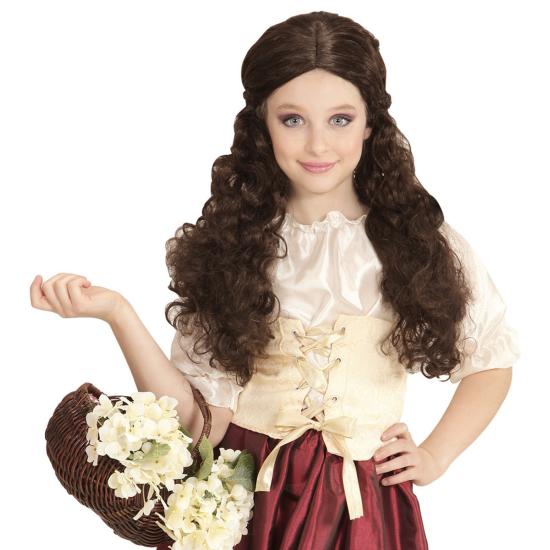 Peluca de tabernera castaña para niña Peluca de tabernera castaña para niña