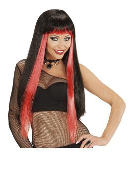Peluca glam con mechas rojas