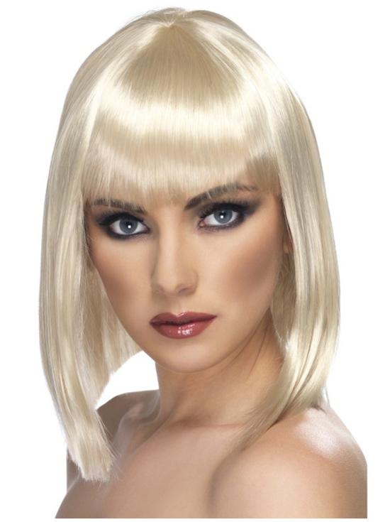Peluca glamurosa corta rubia