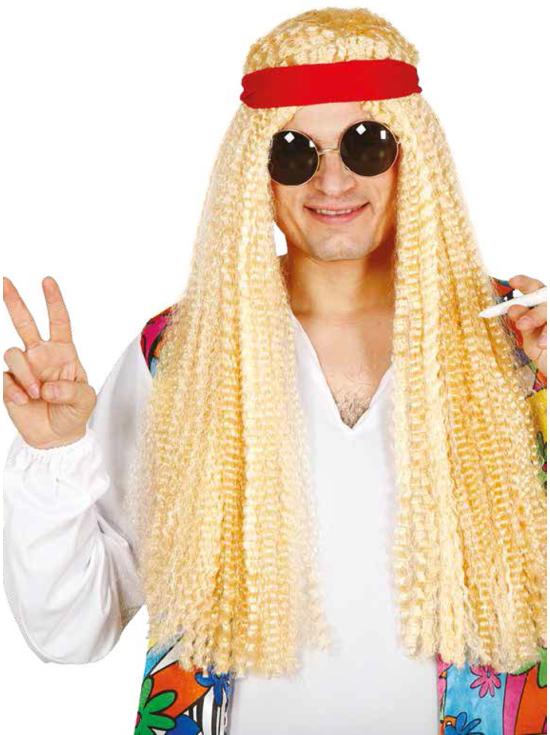Peluca hippie rubia con cinta para adulto