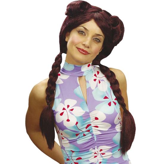 Peluca manga castaña de trenzas para mujer Peluca manga castaña de trenzas para mujer